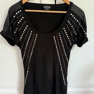 XS Bebe Black Embellished Fitted Blouse